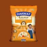 "Daawat Rozana Super Basmati Rice 1 kg pack with grains"